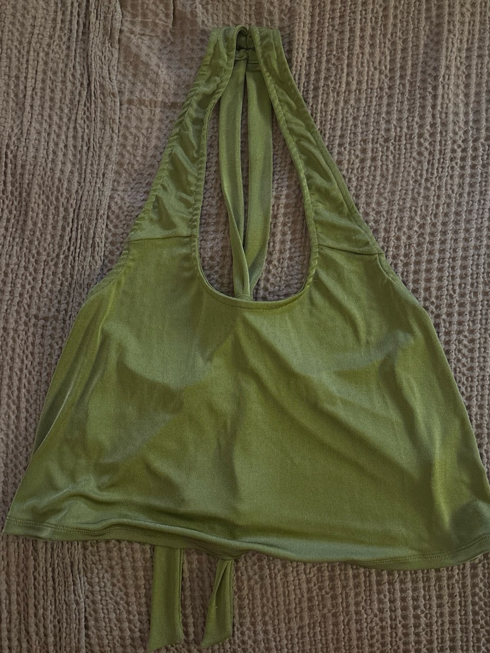 Free People Olive Green Halter Crop Top